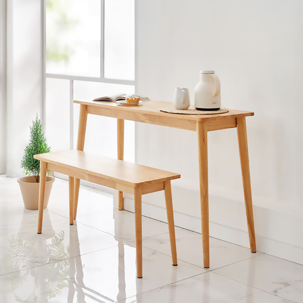 폭좁은 원목 슬림 콘솔 테이블 벤치의자  원룸 카페 창가 테이블 세트 121,000원