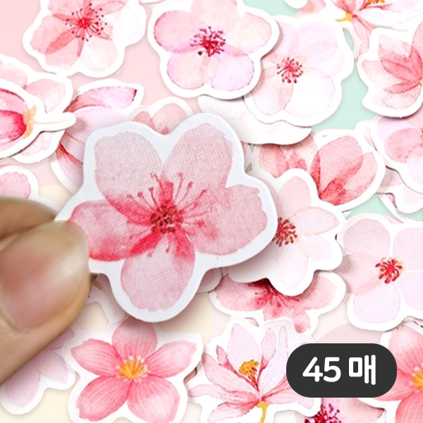 [파티지] 벚꽃잎 벚꽃풍선 모음 / 벚꽃가랜드 꽃 벚꽃스티커 조화 마카롱, SP_02_살랑 벚꽃스티커 (45매) 2,300원