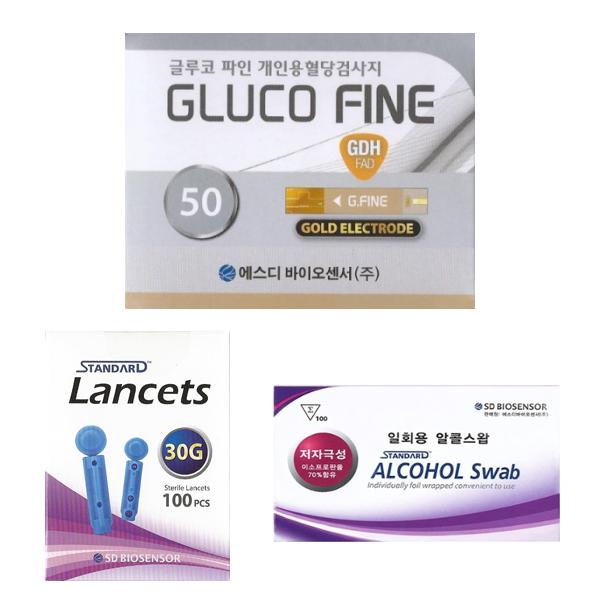 에스디바이오센서 글루코파인 혈당시험지 혈당측정검사지 세트 (시험지 50매 + 정품침100개 + 정품솜100매) SW 25,000원