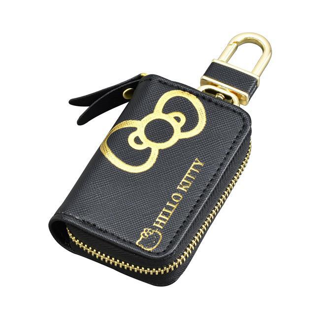 산리오 헬로키티 차량 스마트 키 케이스(차키지갑) 블랙&골드 키홀더 지퍼형 키링 파우치 30,900원