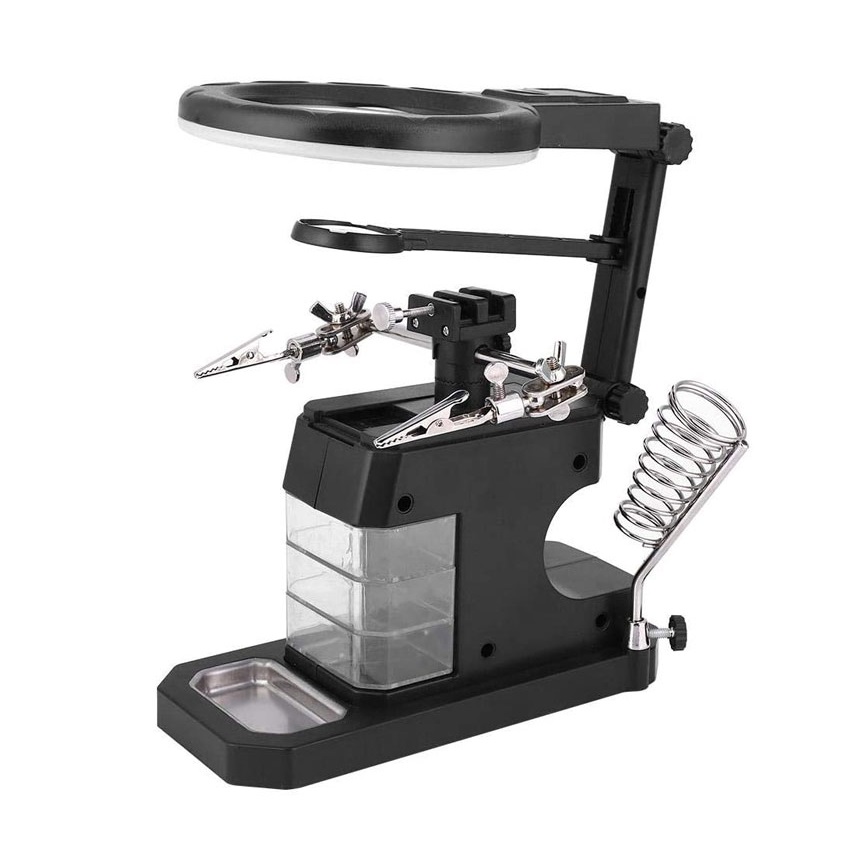 LED 장착형 인두기 거치 작업대 스탠드 집게 클립 확대경, 1개 20,800원