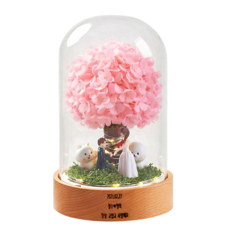 무료각인 생화 대형 오르골 프리저브드 수국 꽃 무드등 + 곰인형 + 쇼핑백 108,900원