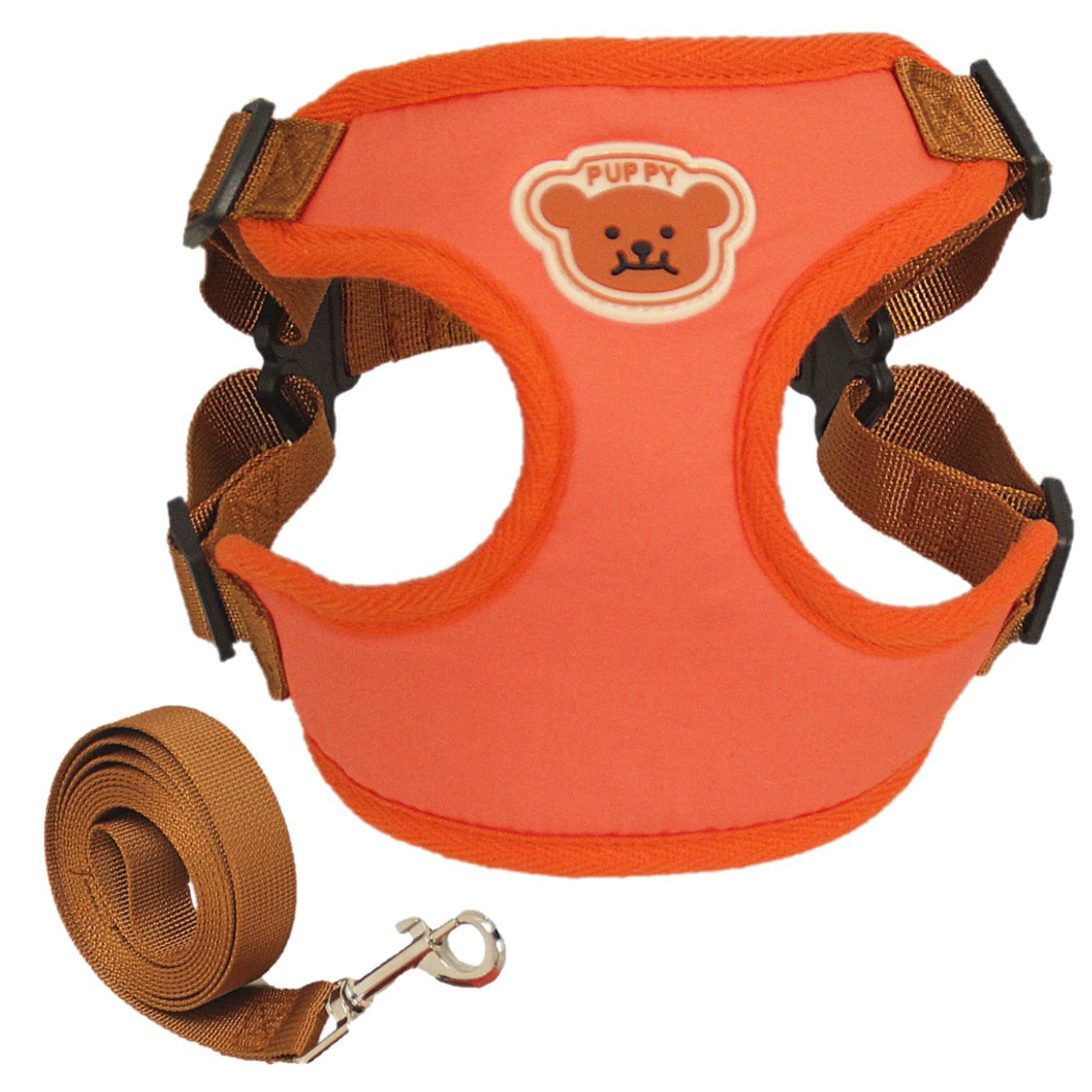 JONNEIC 조네익 강아지 원터치 하네스 고양이 애견 아웃도어 끈+리드줄 세트, 오렌지 10,900원