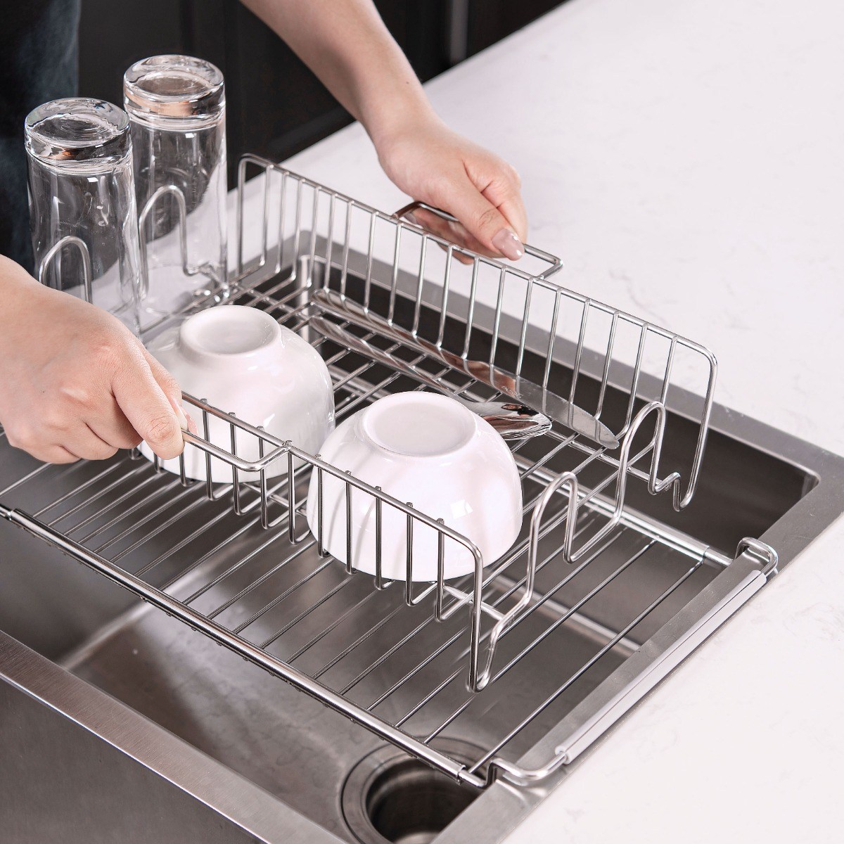 생활의견 304 올스텐 1단 식기 건조대 (길이조절 개수대 거치대 포함) 24,510원