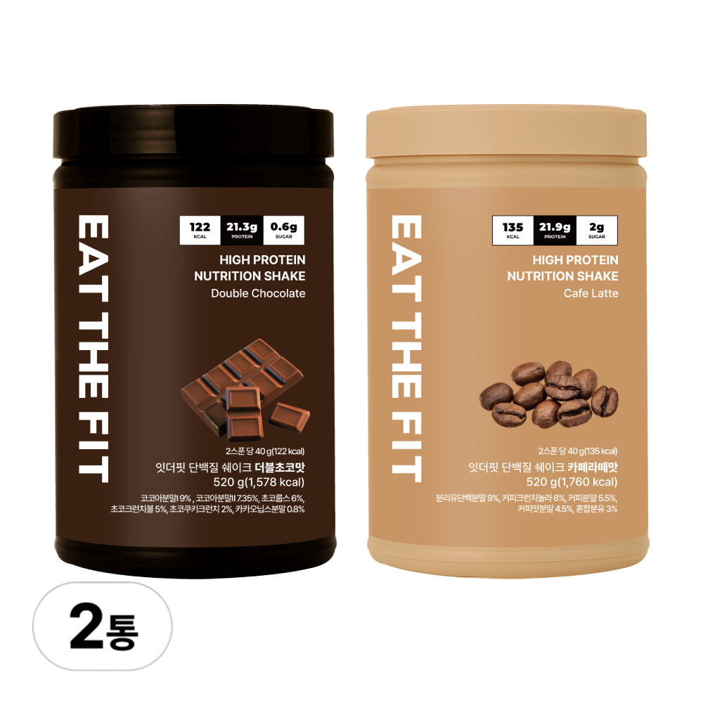 잇더핏 단백질 쉐이크 대용량(더블초코맛 1통+카페라떼맛 1통) 68,600원