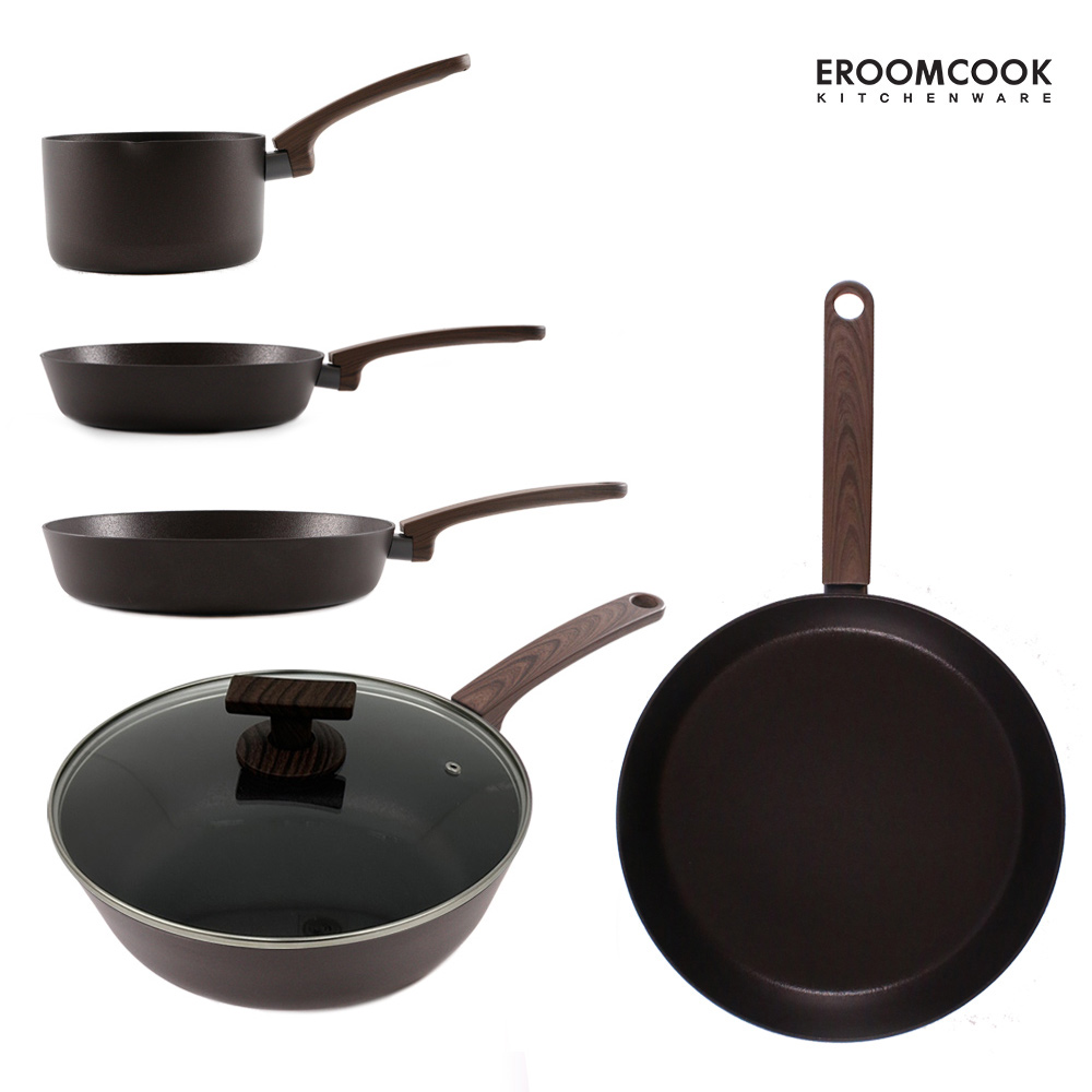 이룸쿡 브라운 이노블 6종 풀세트 (프라이팬 3종 밀크포트1종 궁중팬1종 유리뚜껑) 127,900원