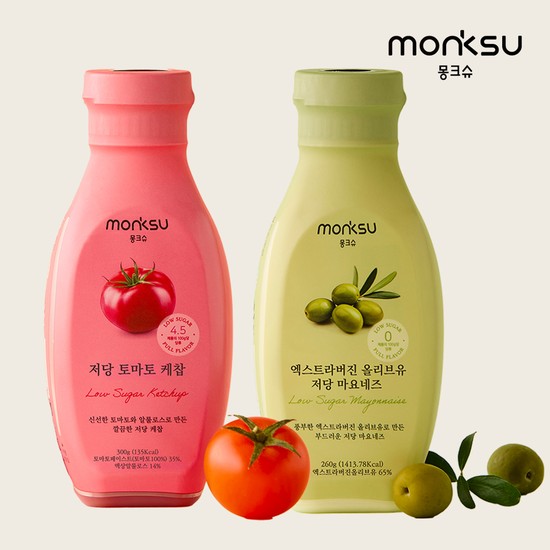 [몽크슈] 저당 소스 2종_토마토케찹300g+마요네즈260g 22,000원