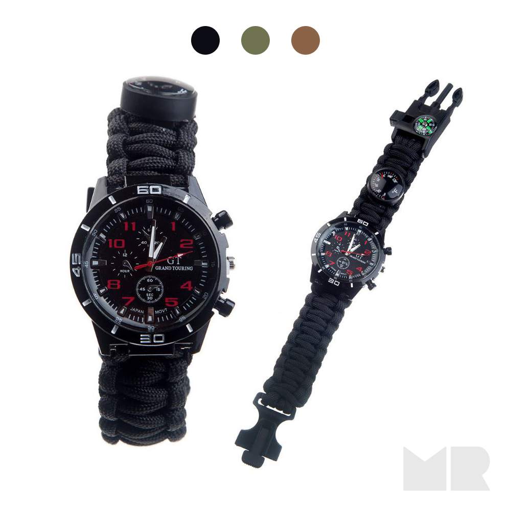 몰티레어 생존 손목 시계 군인 경찰 서바이벌 나침반 로프 온도계 캠핑 등산 16,900원