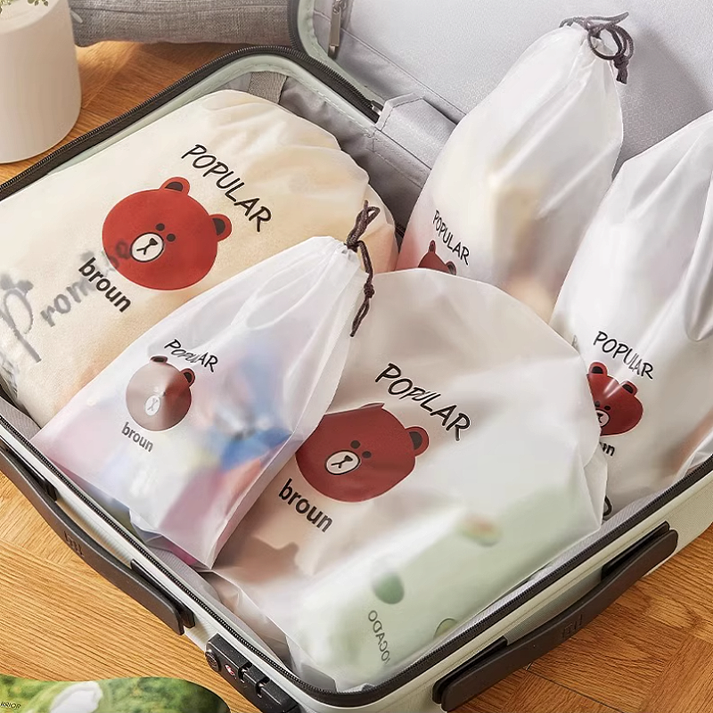 지누초이 곰돌이 여행용 지퍼백 스트링 파우치 수납 주머니 5size 25p 9,800원