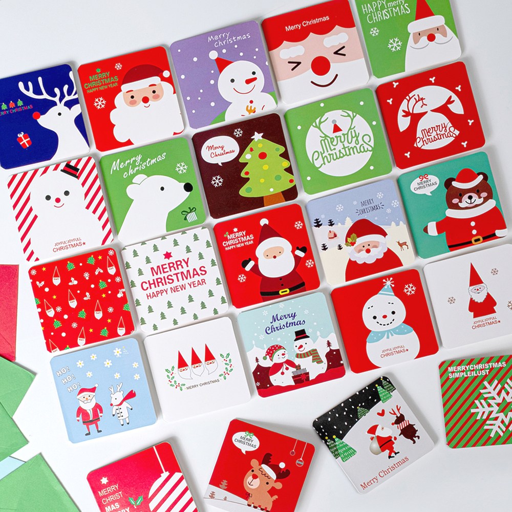 star starred 24가지 디자인의 미니 카드와 봉투 크리스마스 상품, 48개 11,000원