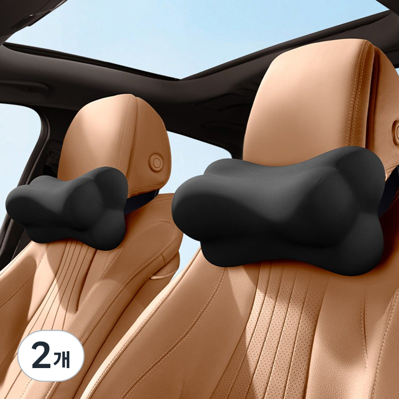 LINSHU 차량용 메모리폼 목쿠션 탈부착 분리형 목베개, 2개, 블랙 34,950원