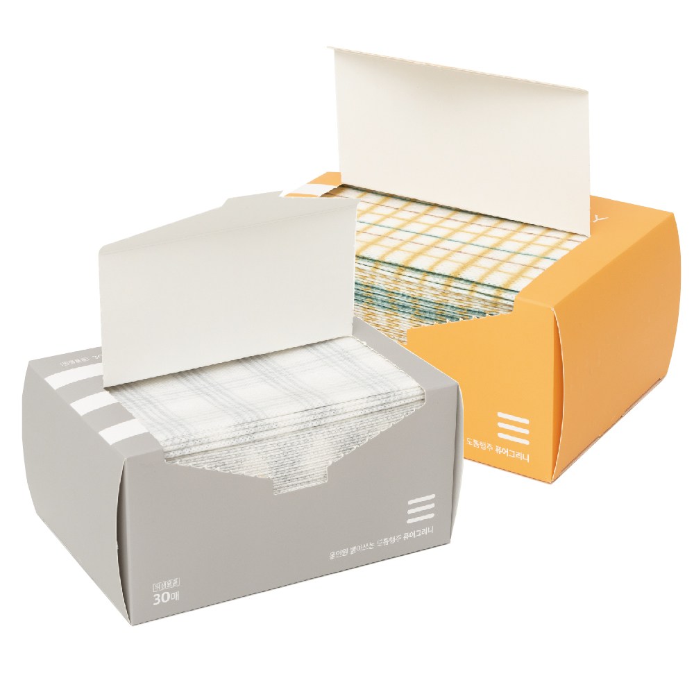 1+1 퓨어그리니 올인원 빨아쓰는 도톰행주 키친타올 박스타입 30매 그레이+오렌지, 2박스, 30매입 30,200원