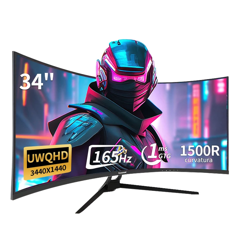 34인치 울트라와이드 커브드 게이밍 모니터 1500R PC 화면 165Hz UWQHD 4K 커브드 컴퓨터 화면, FreeSync 지원 W 160,000원