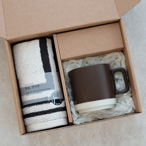 [스티커 제작 완포장] [주방타올 + 모래 머그] 개인 단체 기관 행사 선물 답례품, 1세트, 송월주방타올 8,800원