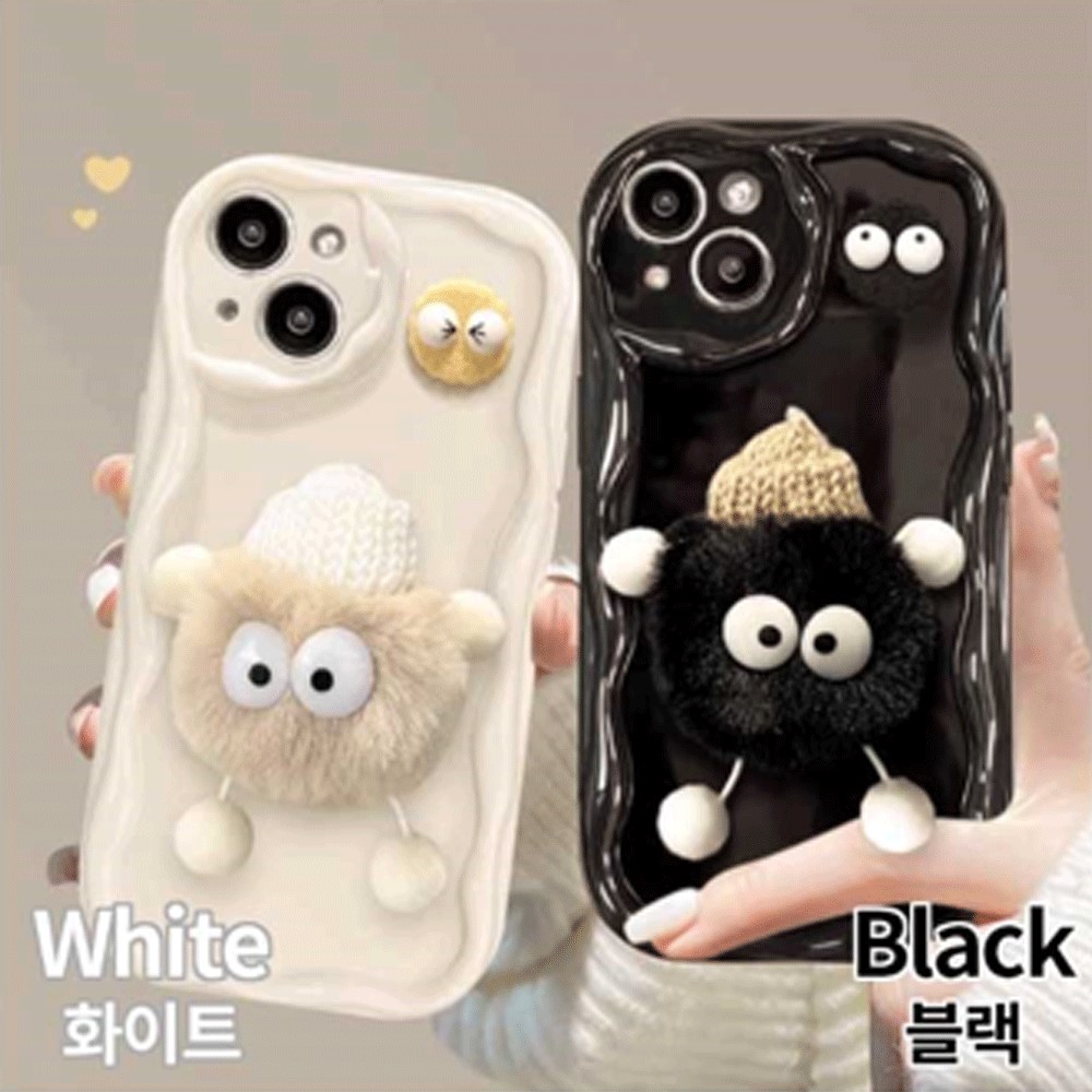 갤럭시 S22 S23 S23 fe S24 플러스 울트라 입체 먼지 인형 블랙 화이트 핸드폰 케이스 14,800원