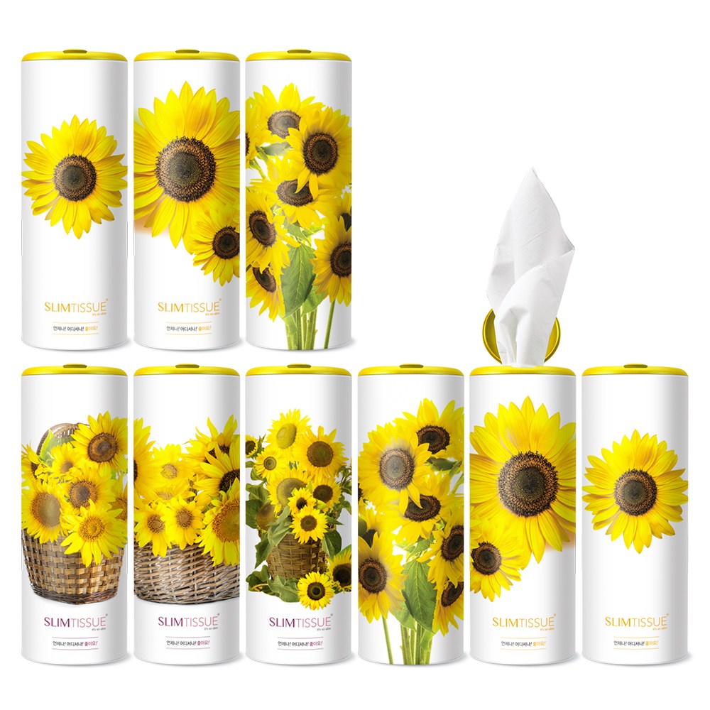 선물세트 9P [해바라기1] / 차량용 휴대용 캔티슈 대나무 원형 원통형 미니 휴지 화장지 슬림티슈 재물복 집들이 개업선물세트 풍수인테리어 19,900원