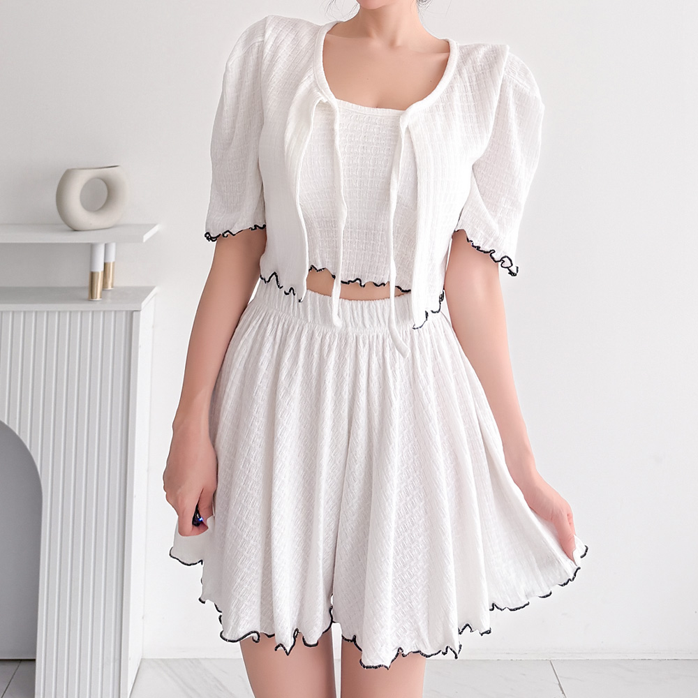 글램디브 뉴아무 니트 나시 가디건 치마바지 세트 AC0174 34,900원