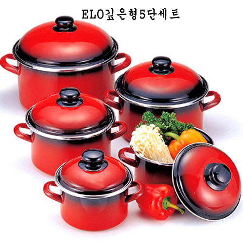 독일ELO 레드블랙 IH인덕션 깊은형 법랑냄비세트-5종/14양수+16양수+18양수+20양수+24양수 176,900원