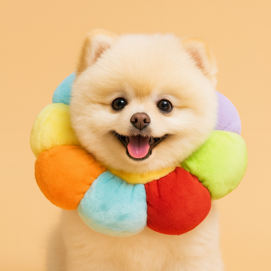 하루핏HARUFIT 반려동물 해바라기 쿠션 넥카라, 무지개, 1개, 무지개 6,900원