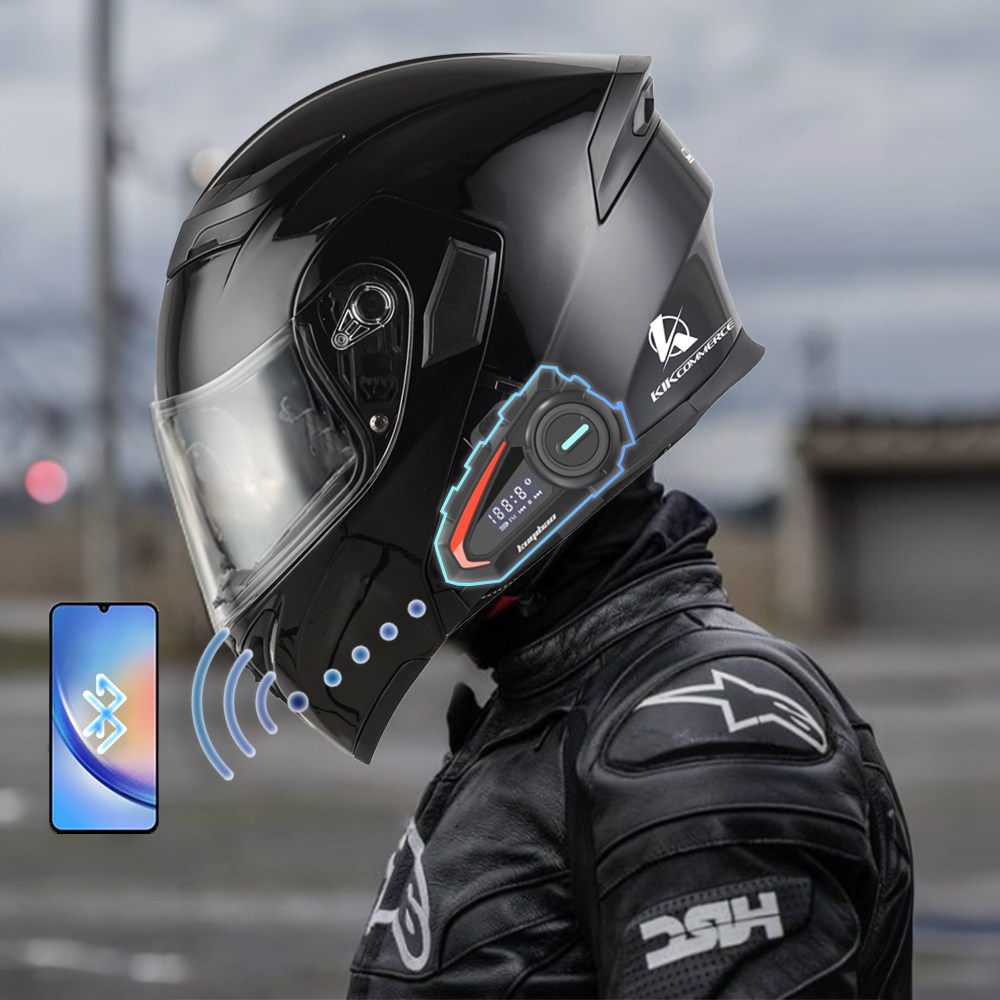 킥커머스 풀페이스 시스템 K20 블루투스 오토바이헬멧, 유광블랙 139,100원