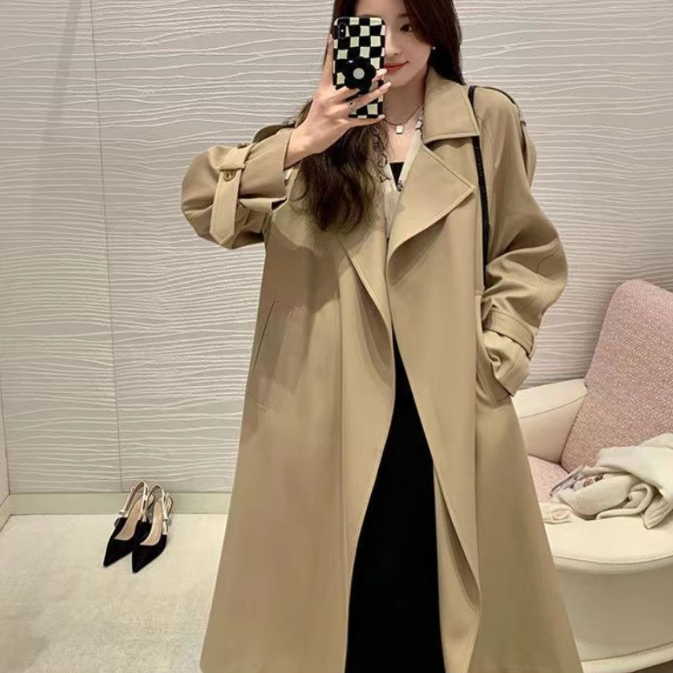 트렌치코트가 2025년 이른 봄 긴 패셔너블한 흰 코트 여성의 봄과 가을 82,100원