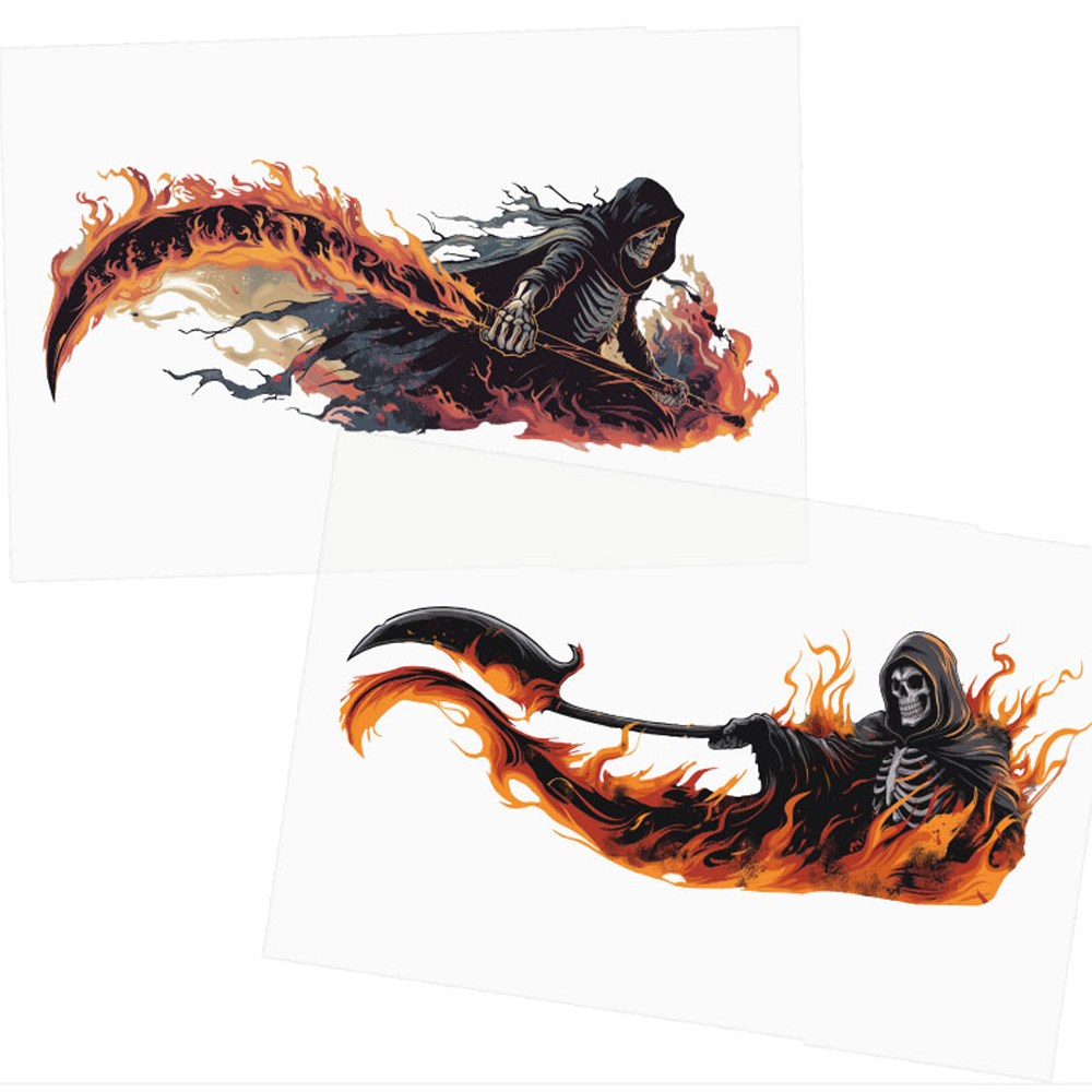 오토바이 튜닝스티커 해골 사신 롱타입 투명그래픽스티커 국내제작 소,중,대 6,000원