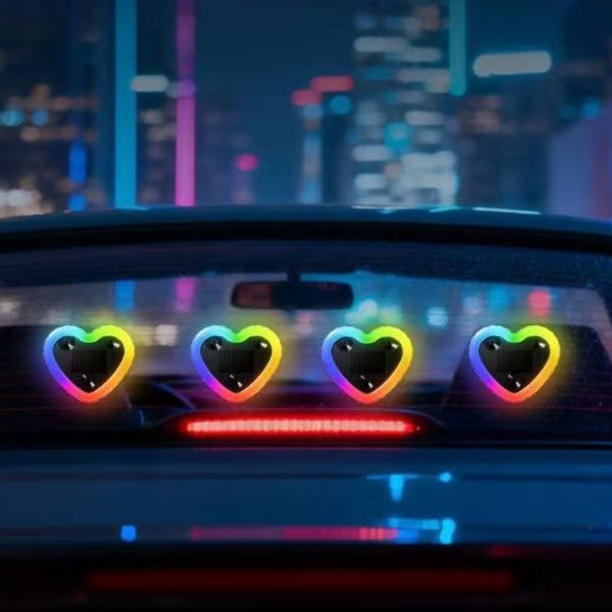 UNAEUN 신상품 차량용 LED 투 하트 무드등 자동차 유리창 네온 감성 조명 7색 혼합, 1개, 멀티컬러 24,000원