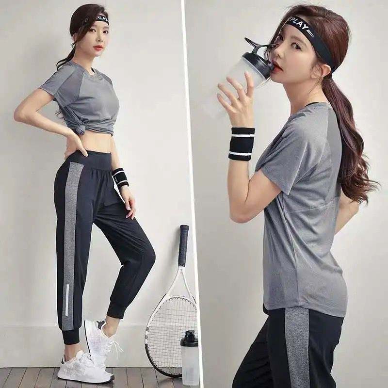 AOKADA  여성 런닝복 조깅복 트레이닝복 요가복 헬스복 운동복 기능성 반팔 + 조거팬츠 2종 상하의 세트 36,150원