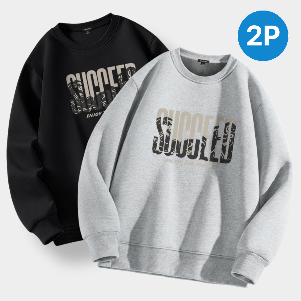 FUNBEST 남자 봄가을 맨투맨 티셔츠 오버핏 긴팔티 레터링 라운드넥 세트 39,800원