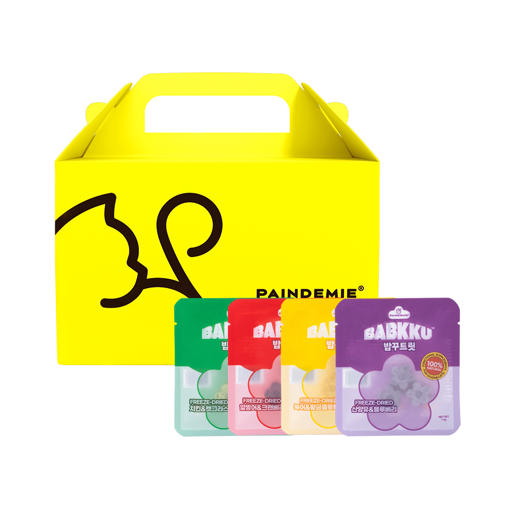 밥꾸트릿 미니파우치 버라이어티팩 고양이 강아지 동결건조 유산균 간식, 20개, 2g, 혼합맛(치킨/북어/열빙어/산양유) 25,500원