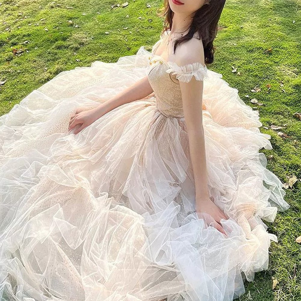 교복몰 골드 레이스 웨딩촬영 피로연 이브닝 드레스 147,540원