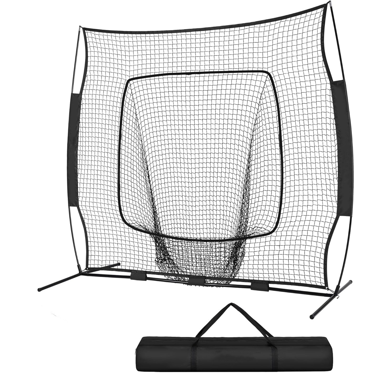 SAIVEINA 휴대용 야구연습 네트 타격 및 투구를 위한 휴대용 야구 네트 실내외용 야구 골프 연습 주머니형 배팅 네트, 1개, 블랙 59,900원