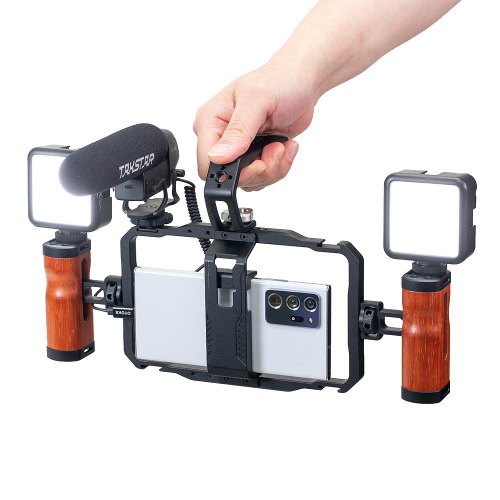 유튜브 휴대폰 촬영 장비 세트 스마트폰 홀더 조명 마이크 패키지, 1개, 아이폰 젠더 추가 213,000원