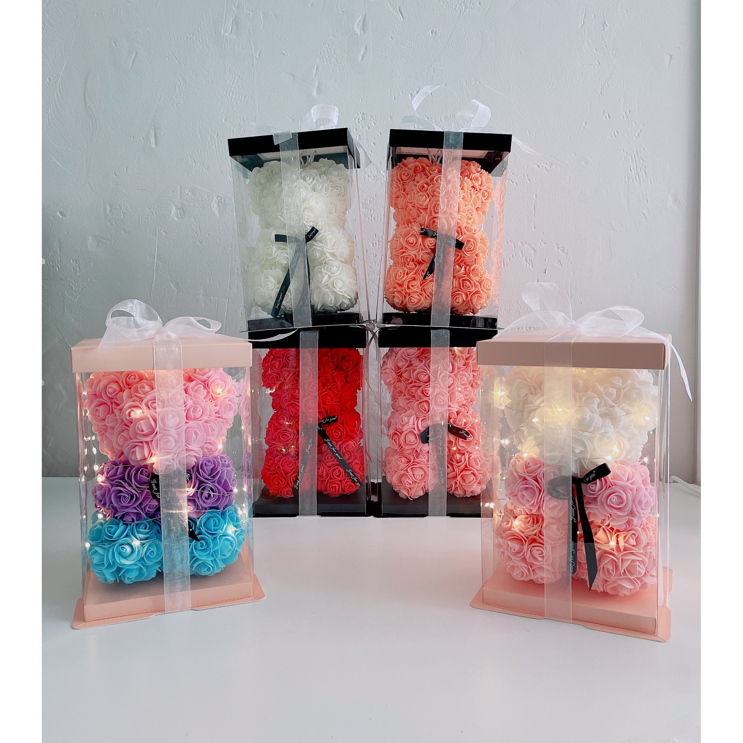 장미곰 (플라워베어 + 전용 케이스 + LED 전구 +화이트리본장식) 로즈베어꽃 플라워 박스, 레드 21,900원