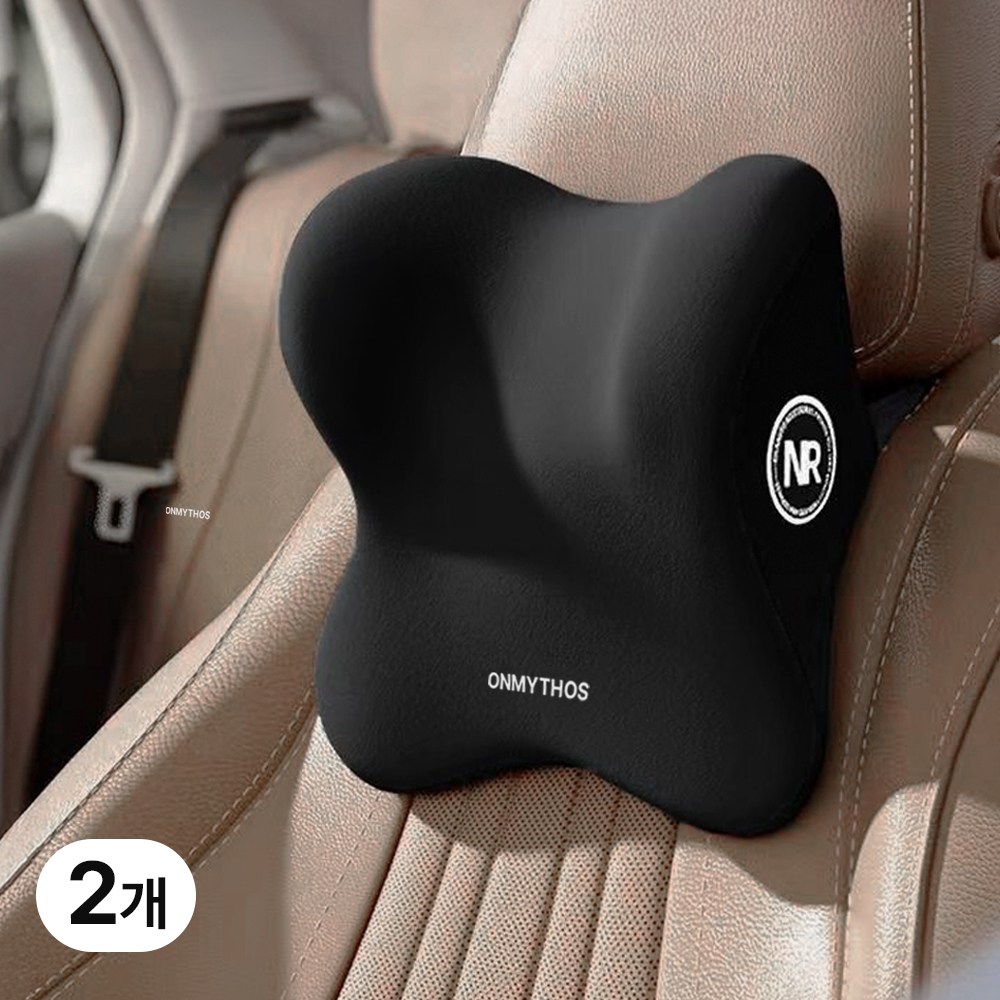 온미토스 목편한 차량용 메모리폼 헤드레스트 자동차 목베개 목쿠션, 2개, 다크블랙-A타입 35,800원