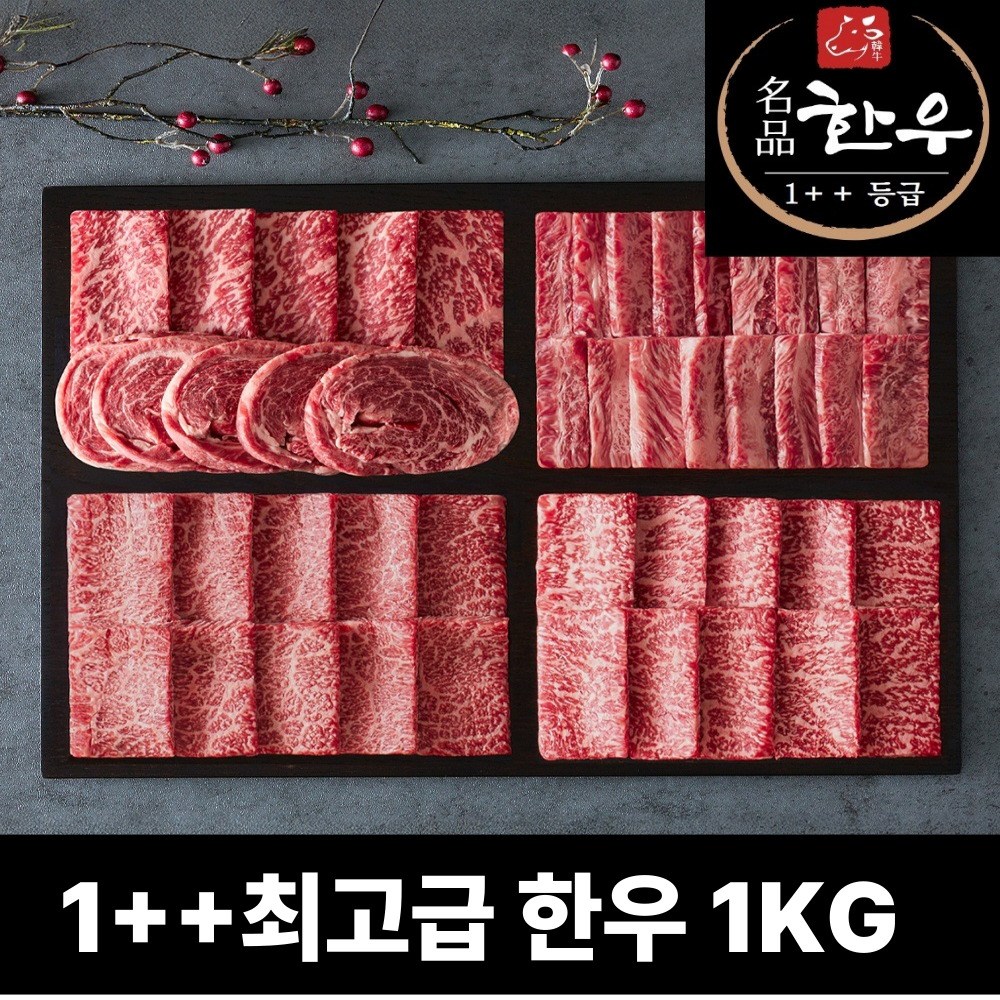 1++ 마장동 명품 한우 투뿔 600g 1.2kg 800g 모듬세트 구이용 세트, 1kg, 1개 132,000원