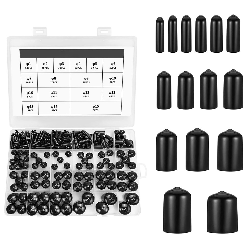 238개 고무 스레드 프로텍터, 부드러운 PVC 엔드 캡, 비닐 유연한 원형 튜브 볼트 캡, 파이프 끝, 케이블, 나사, 가구 보호용 플라스틱 너트 엔드 캡 (ID 1-15mm) 12,290원