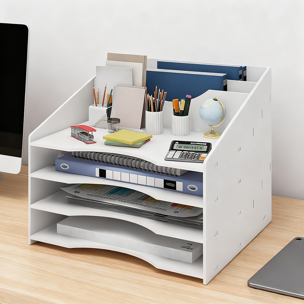 슈퍼인 서류 정리함 책상 수납 세로형 다용도 탁상용 수납 트레이, 화이트 28,900원