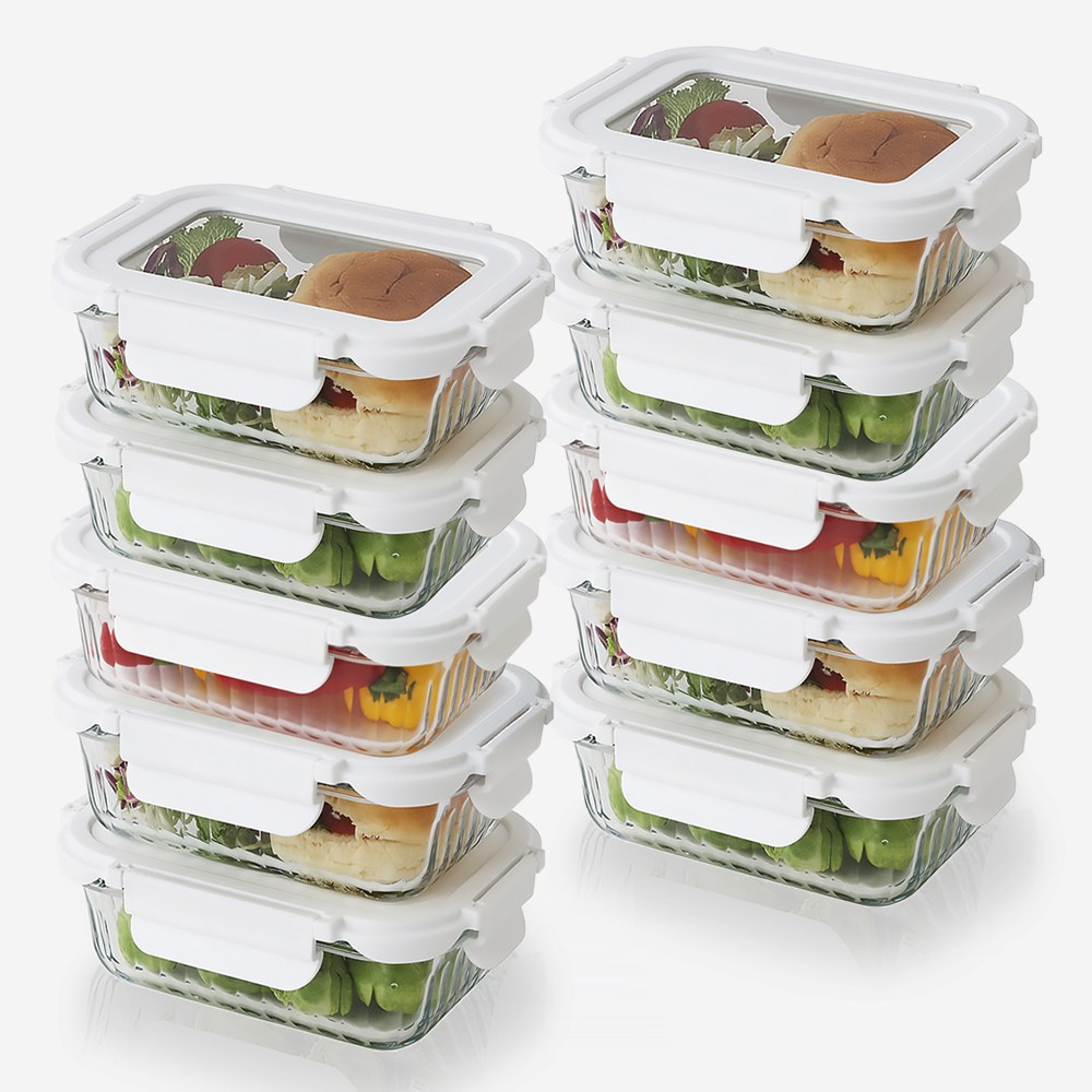 네오플램 글라스캡 밀폐용기 세트 10P 직사각 370ml 34,800원