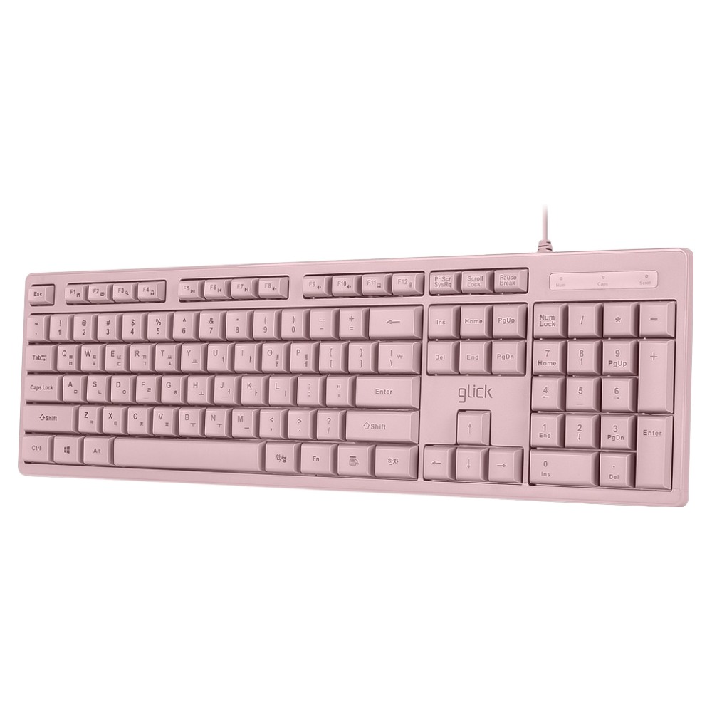 지클릭커 유선 OFFICEPRO 슬림 키보드, 제조사축, OPK10, 핑크 9,900원