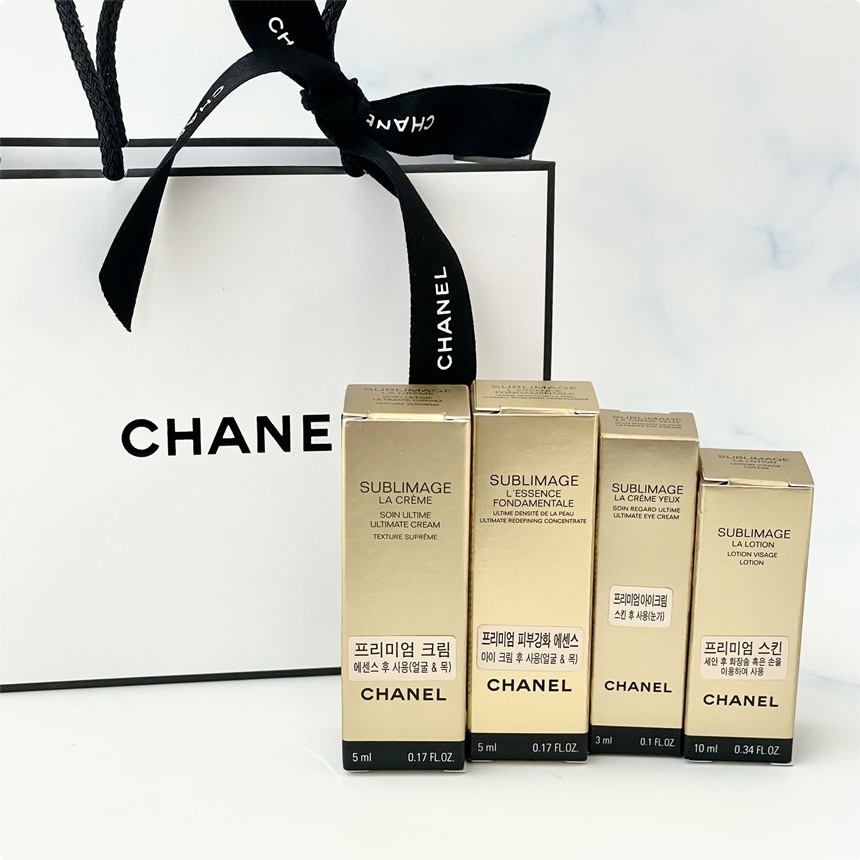 [국내백화점] 샤넬 수블리마지 피부강화라인 샘플 4종세트 (스킨, 아이세럼, 세럼, 크림) 43,520원