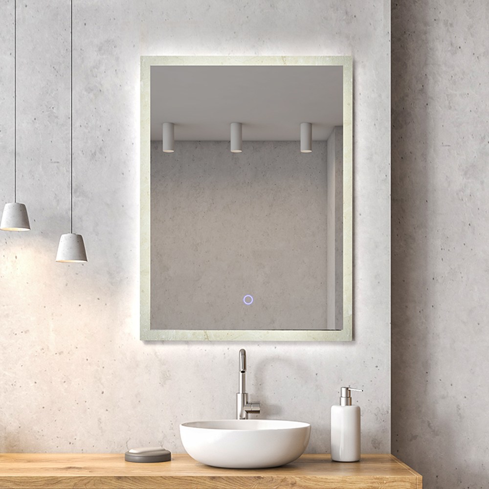 루비드 스톤 LED 사각 간접 조명 대리석 패턴 세면대 카페 거울 욕실 인테리어 벽거울, 와일드 블랙 185,000원