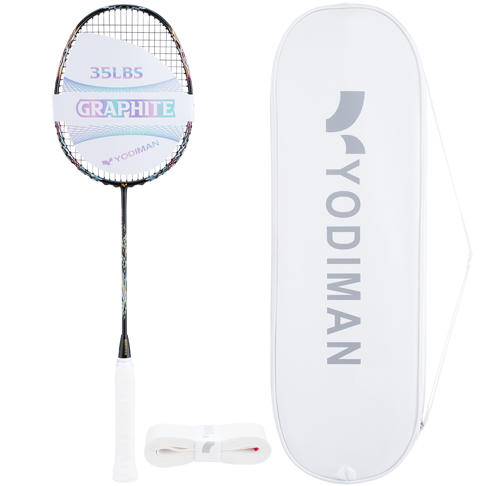 YODIMAN 초경량 배드민턴라켓 (프로 스트링 26lbs) 46T 고탄성 샤프트 35lbs 고강성 흑연 프레임 질주형 디자인, 1개, 매빙블랙 6U 128,000원