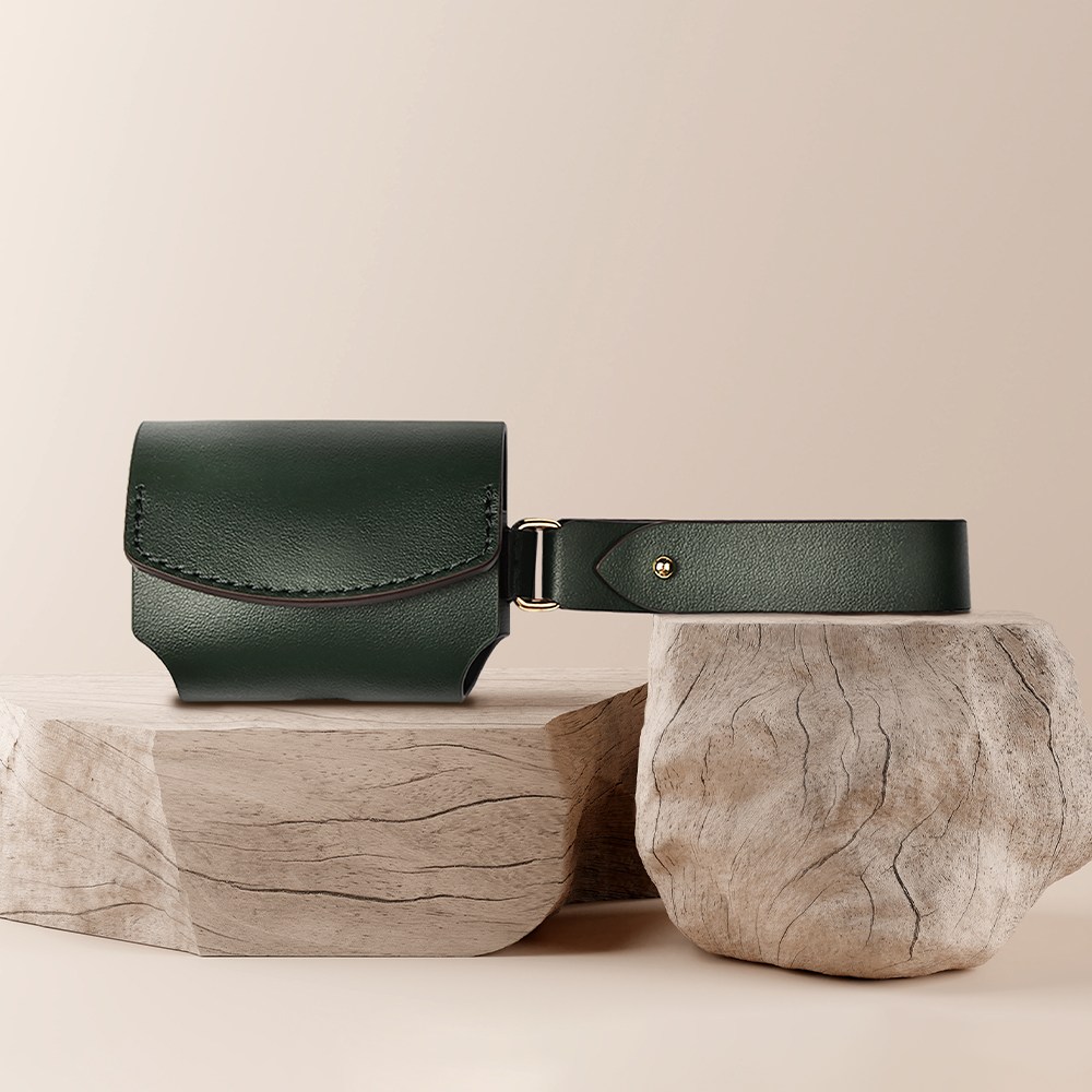 비유어산타 에어팟 2세대 가죽케이스 핸드스트랩 일체형 이태리 천연가죽 프리미어, 딥그린 43,700원