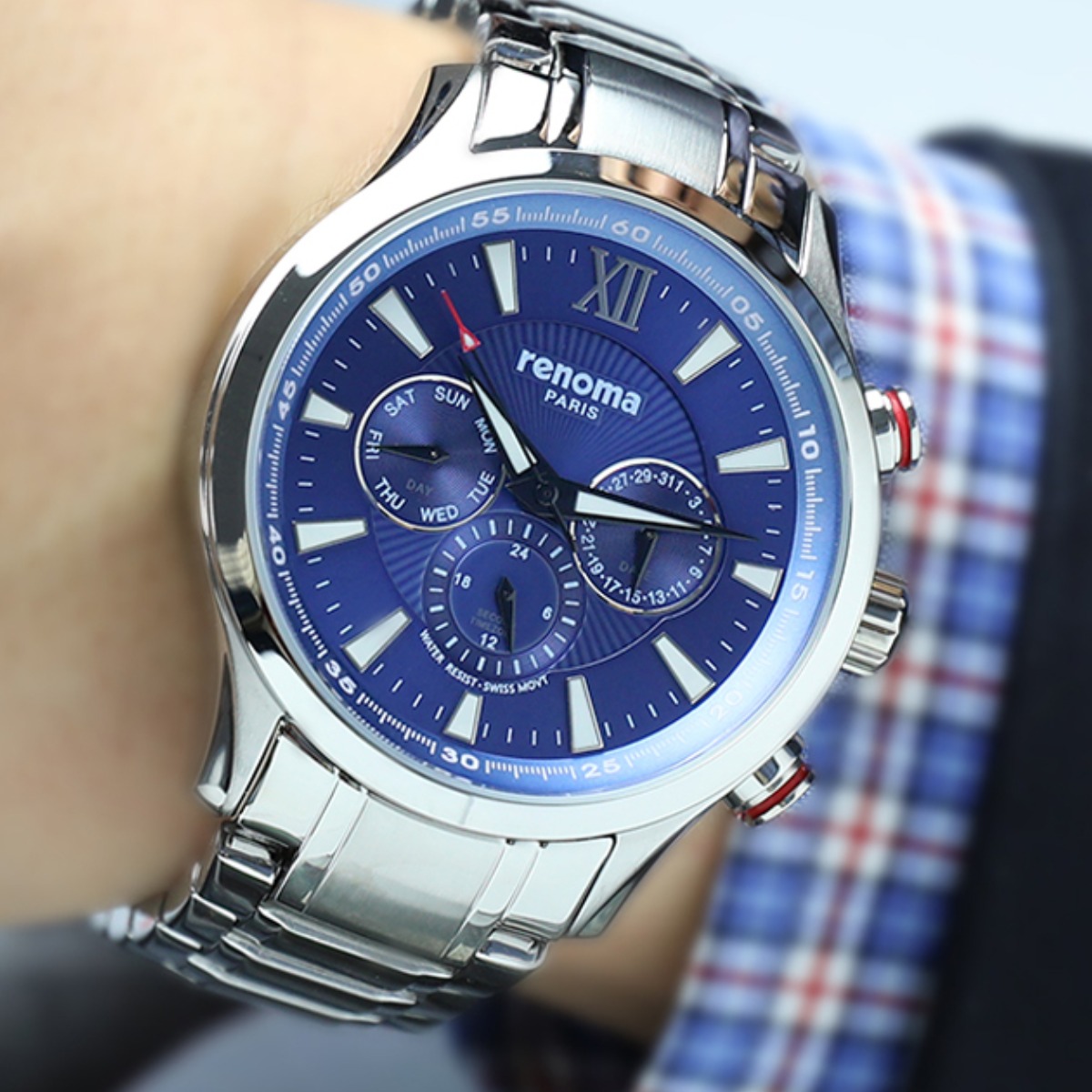 renoma 레노마 멀티 크로노그래프 남성 메탈시계 RE265 78,000원