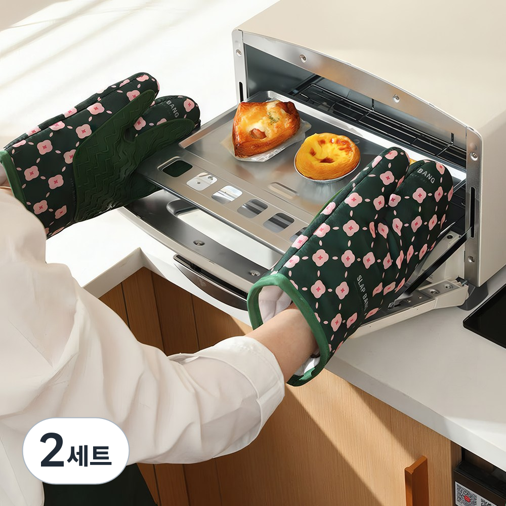 논슬립 실리콘 만능 오븐장갑 내열장갑, 딥그린, 2세트 13,090원