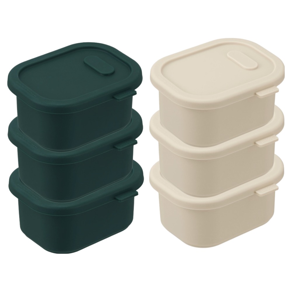 디아르 플래티넘 실리콘 돌체 밀폐 냉동밥 보관용기 2종 x 3p 세트, 1세트, 밀폐용기 다크그린 200ml x 3p + 아이보리 200ml x 3p 37,500원