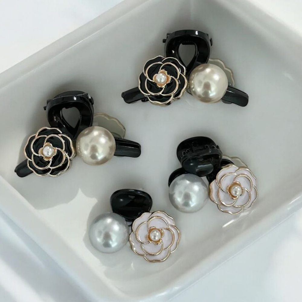 채로스 [4개세트] 로즈 진주 미니 헤어 집게핀 9,900원