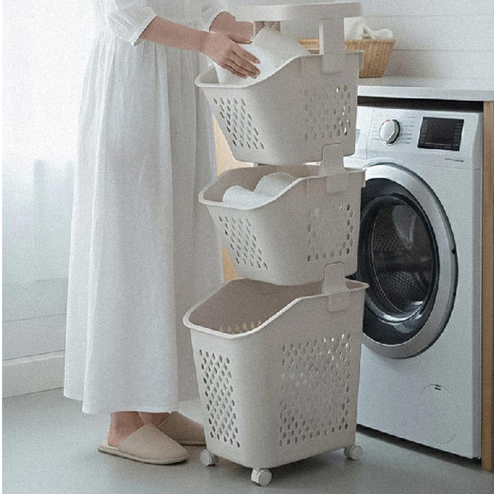 히키스 이동식 트롤리 3단 빨래바구니, 1개, 화이트, 틈새 빨래바스켓 장난감 세탁트롤리 슬림정리함 37,350원