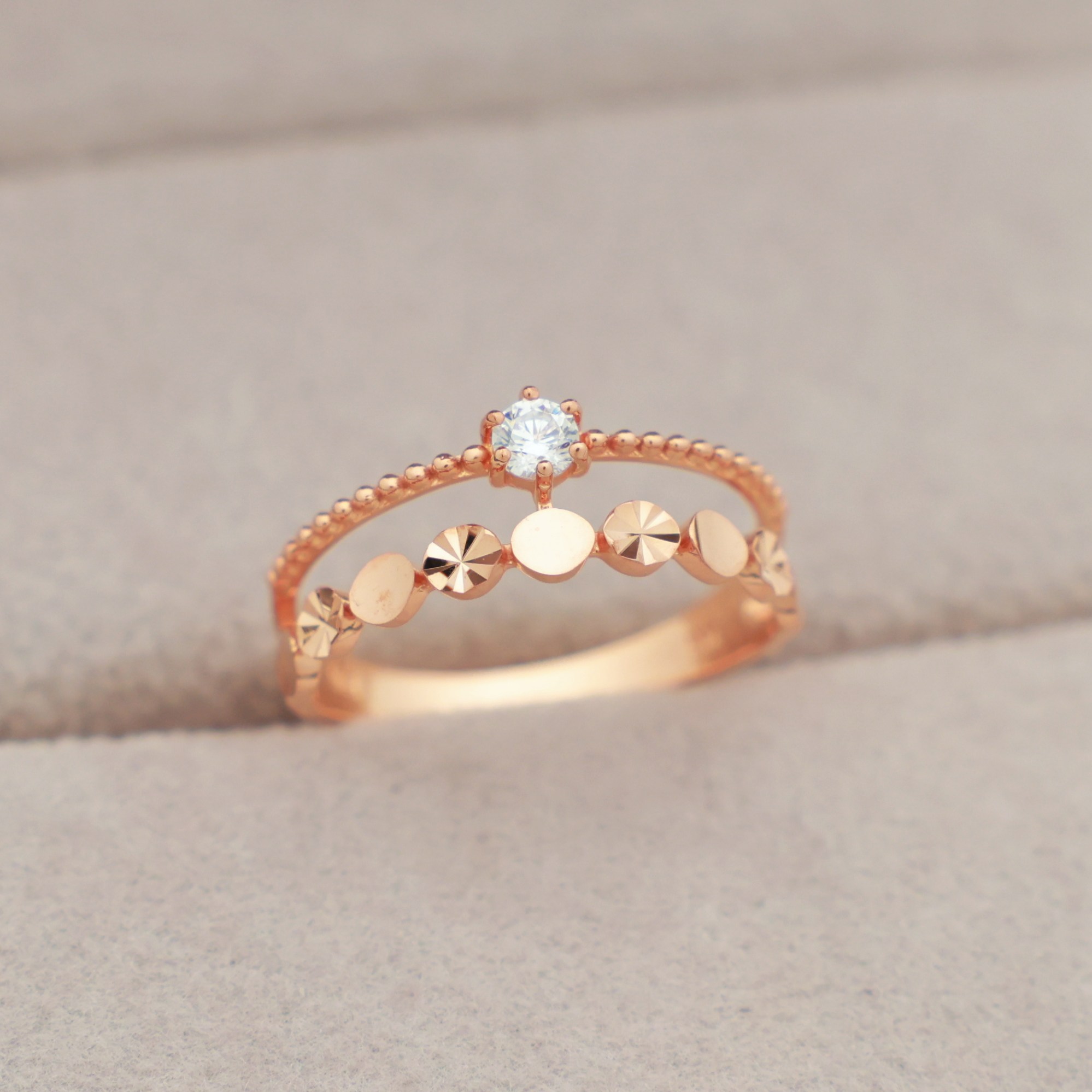 14k 18k 로즈골드 볼룸 두줄 반지 컷팅 모녀 우정 트윈 행운 패션 심플 데일리 선물 R302체리스쥬얼리 414,510원